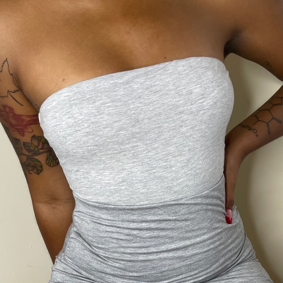 Active Basic Womens Bodysuit Sz Small Gray Strapless Top - Picture 5 of 5